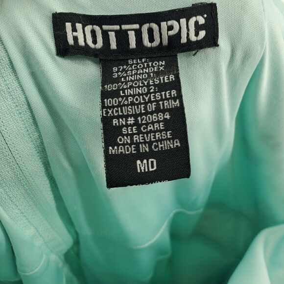 Hot Topic Pin Up Dress Mint Green with Peach Floral Halter and Back Zipper Med - Picture 2 of 7